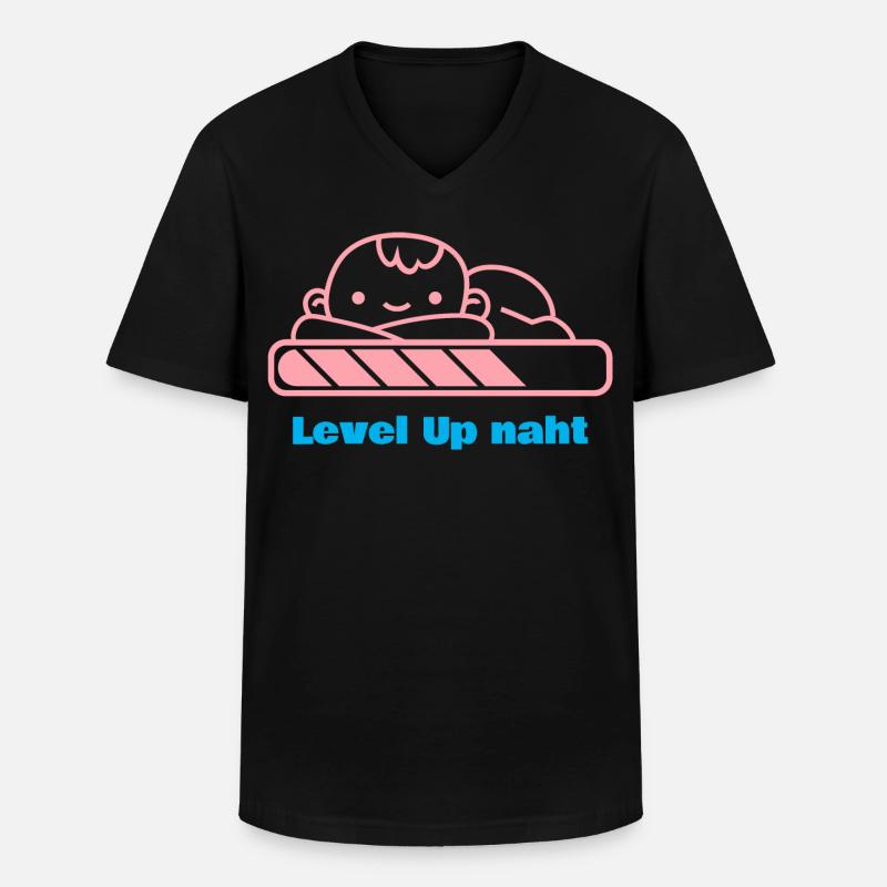 Level Up, Bald-Papa! - Männer-T-Shirt mit V-Ausschnitt - Schwarz