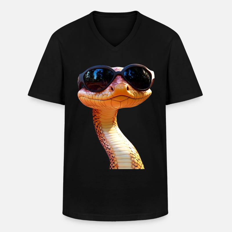Schlange Python Kobra Mamba Klapperschlange Snake - Männer-T-Shirt mit V-Ausschnitt - Schwarz