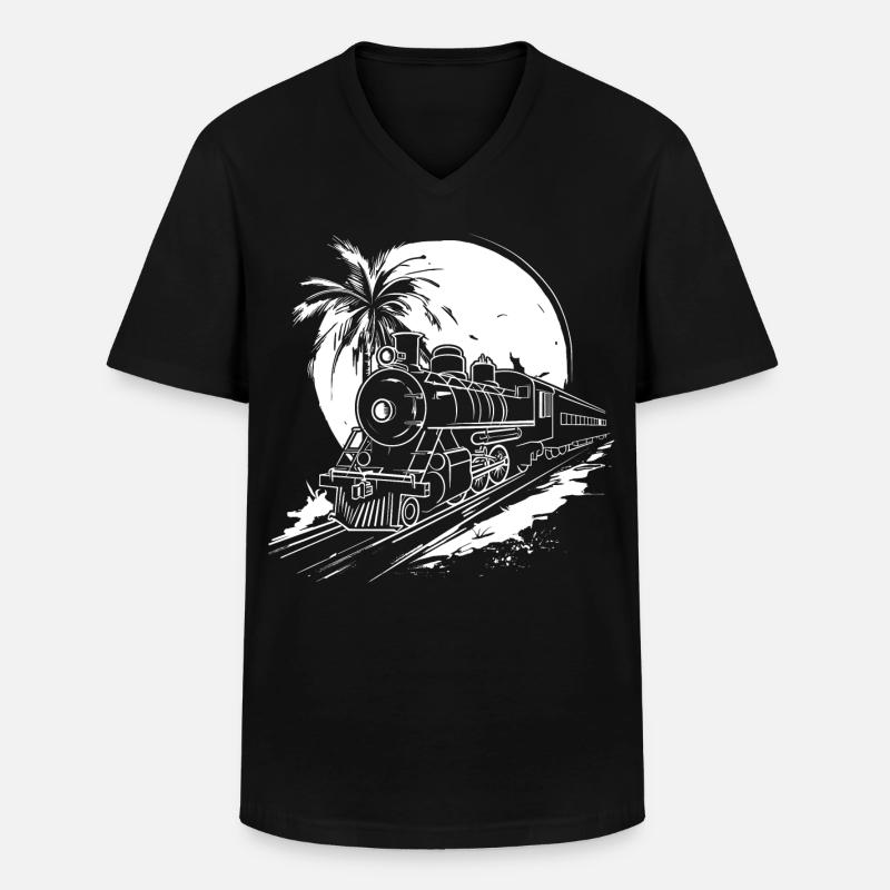 Eisenbahn Grafik - Männer-T-Shirt mit V-Ausschnitt - Schwarz