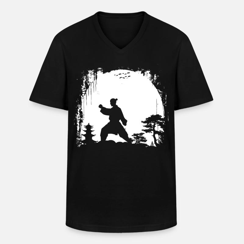 Weibliche Karateka - Männer-T-Shirt mit V-Ausschnitt - Schwarz