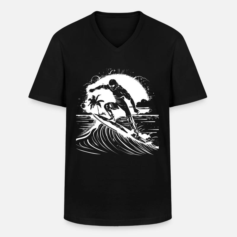Surfer Grafik - Männer-T-Shirt mit V-Ausschnitt - Schwarz