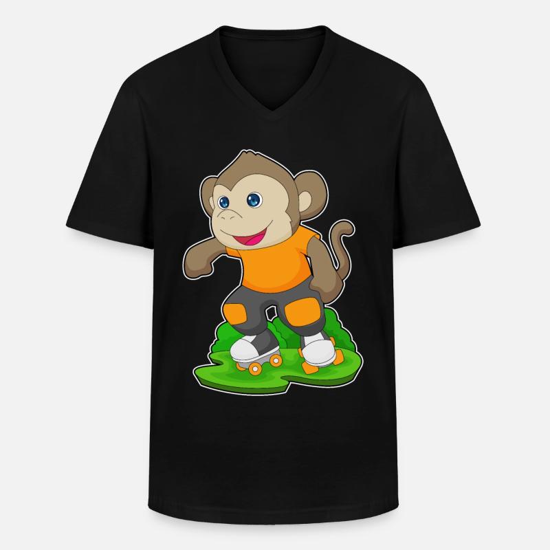 Monkey Rollers Rollers Rollers - T-shirt col V Homme - noir