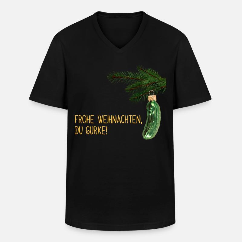 Weihnachtsgurke - Männer-T-Shirt mit V-Ausschnitt - Schwarz