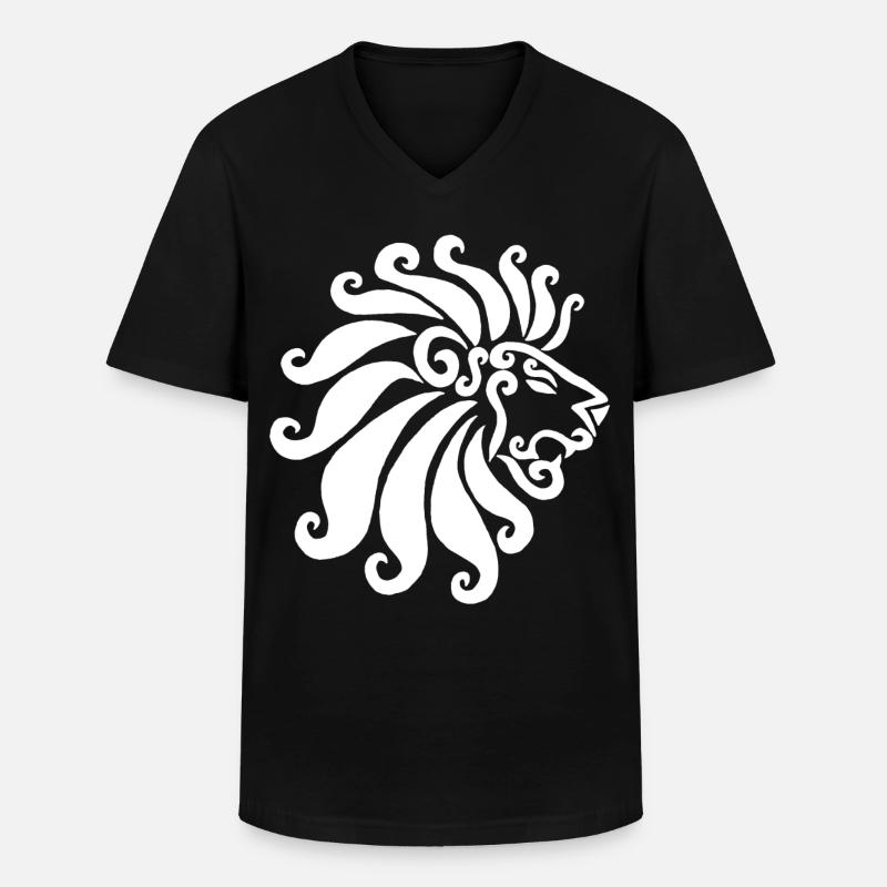 Weißer Löwe - Männer-T-Shirt mit V-Ausschnitt - Schwarz