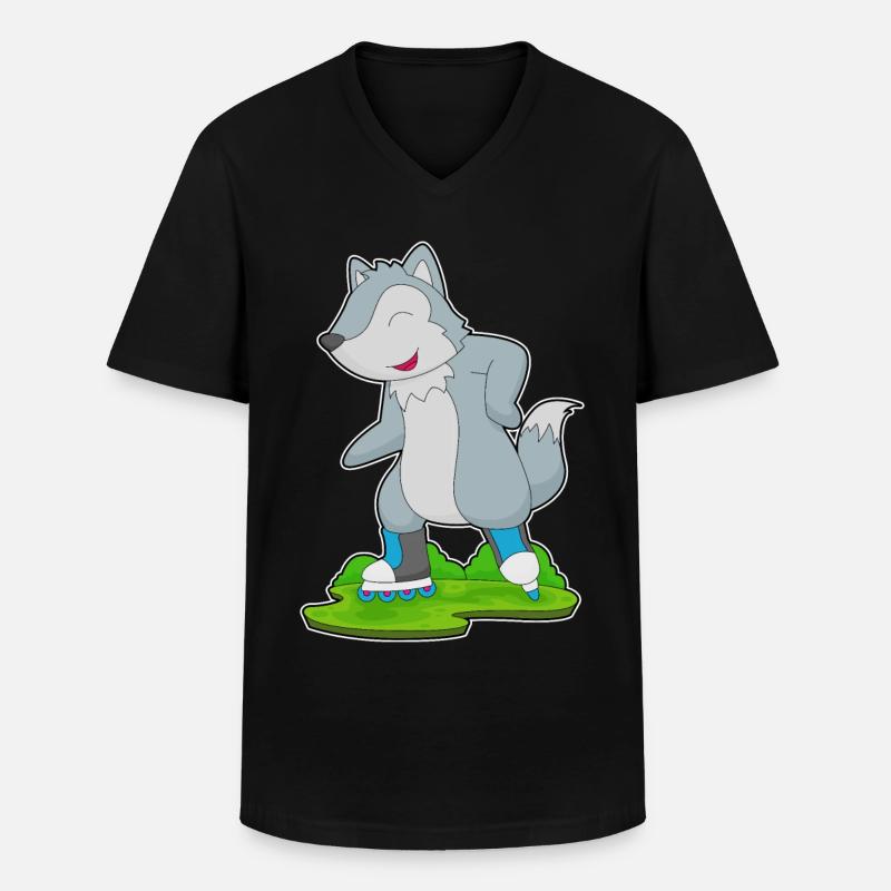 Wolf Inline skating Inline skates - Männer-T-Shirt mit V-Ausschnitt - Schwarz