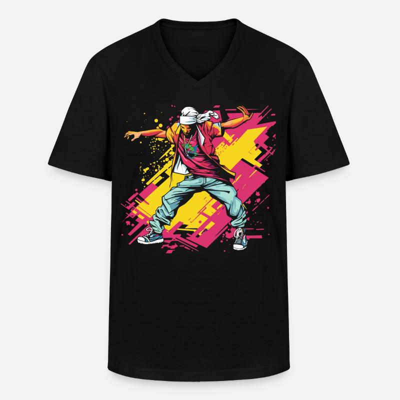 Breakdancer Graffiti - Männer-T-Shirt mit V-Ausschnitt - Schwarz