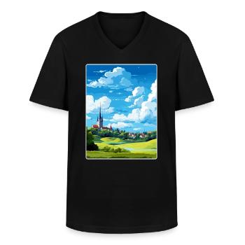Hunsrück Deutschland Reise Poster Souvenir Farbe WPA - Männer-T-Shirt mit V-Ausschnitt - Schwarz - Vorne - AI Model Male 178 dark (178cm)