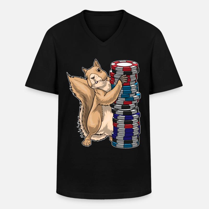 Erdmännchen Poker Pokerchips - Männer-T-Shirt mit V-Ausschnitt - Schwarz