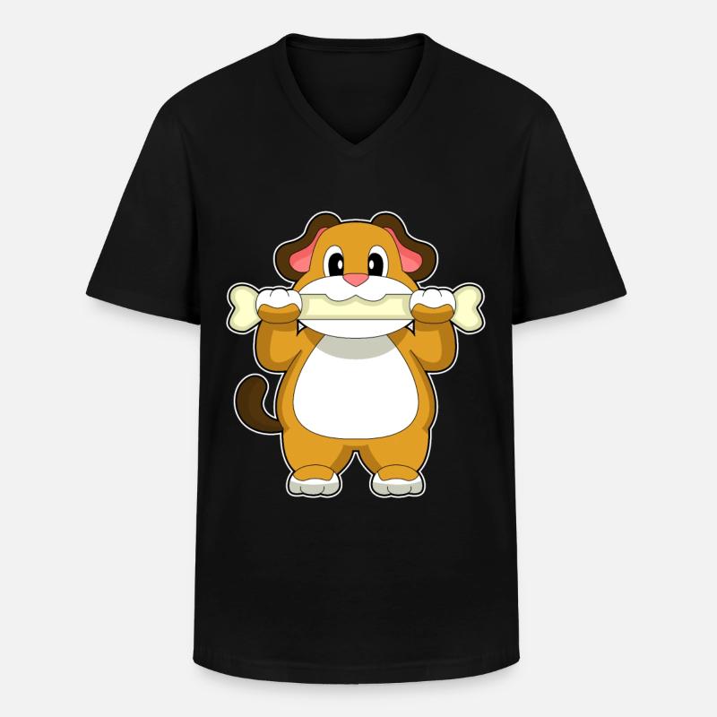 Hund Knochen - Männer-T-Shirt mit V-Ausschnitt - Schwarz