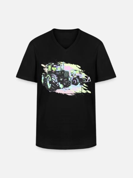 Old tractors - Men's V-Neck T-Shirt - black