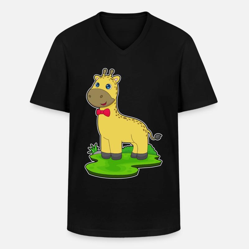 Giraffe Schleife - Männer-T-Shirt mit V-Ausschnitt - Schwarz