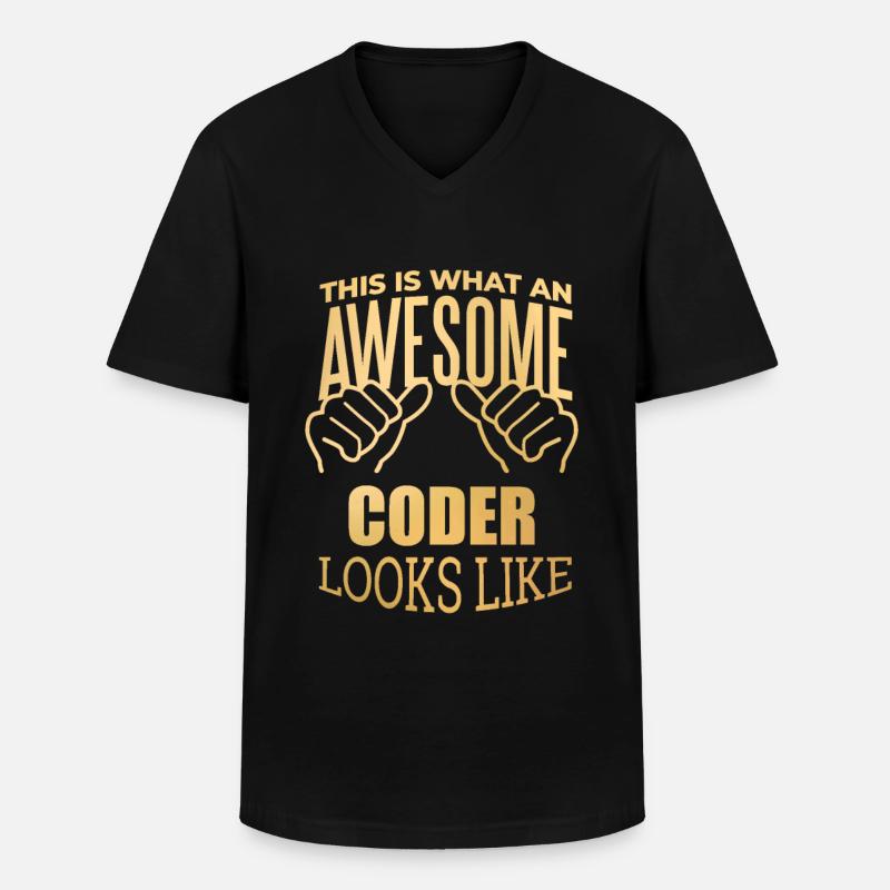 Codierung - Männer-T-Shirt mit V-Ausschnitt - Schwarz