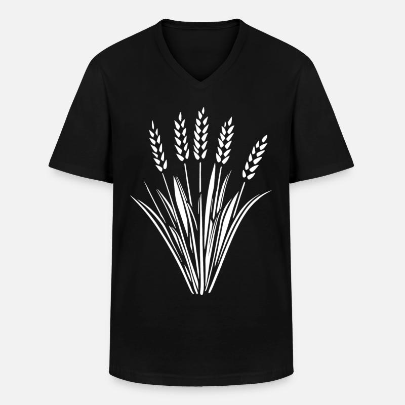 5 Ähren Getreide Weizen - Männer-T-Shirt mit V-Ausschnitt - Schwarz