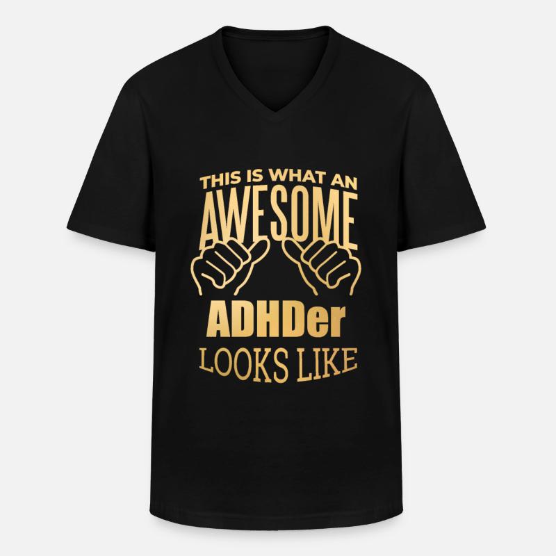 ADHS - Männer-T-Shirt mit V-Ausschnitt - Schwarz
