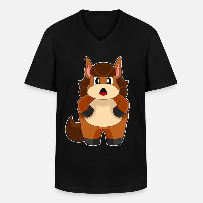 Cheval Dick - T-shirt col V Homme - noir