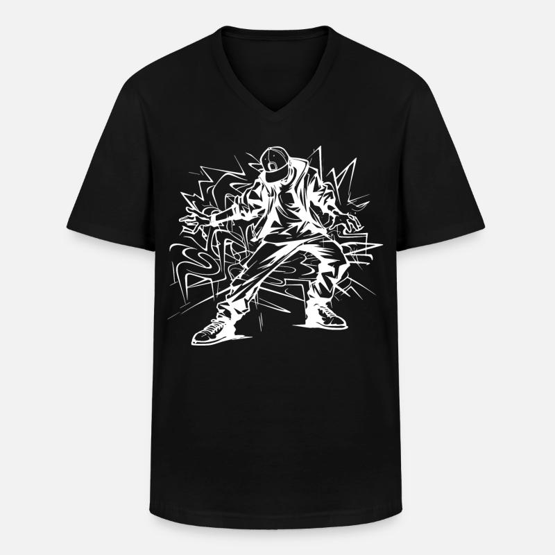 Breakdancer Zeichnung - Männer-T-Shirt mit V-Ausschnitt - Schwarz