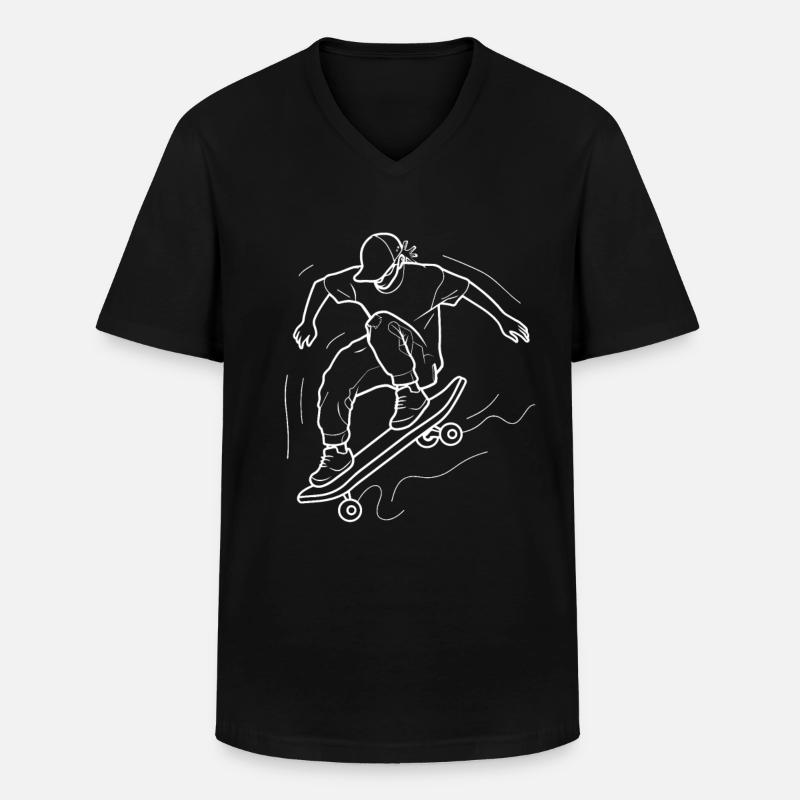 Skateboarding Junge Line Art - Männer-T-Shirt mit V-Ausschnitt - Schwarz