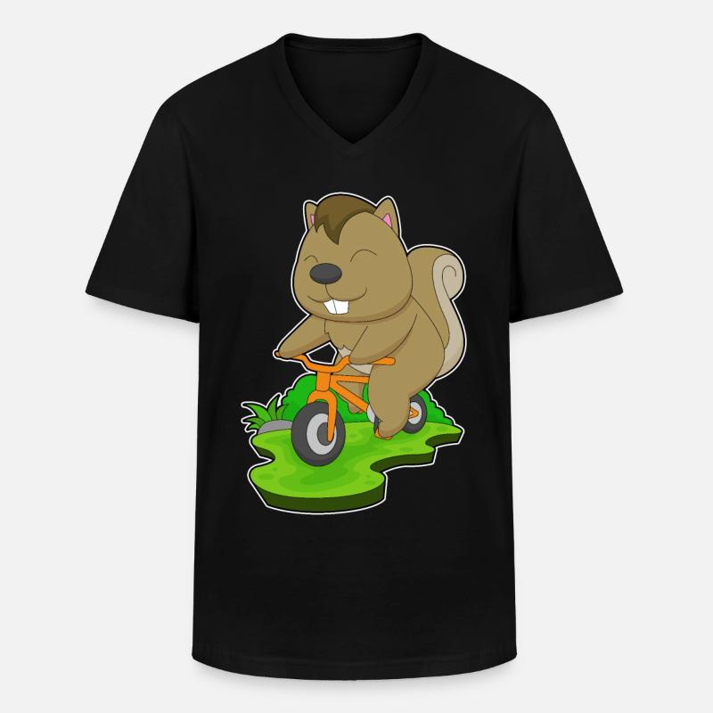 Eichhörnchen Fahrrad - Männer-T-Shirt mit V-Ausschnitt - Schwarz