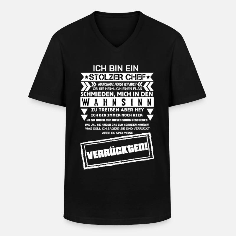 En stolt chef över en trupp galna - T-shirt med V-ringning herr - svart