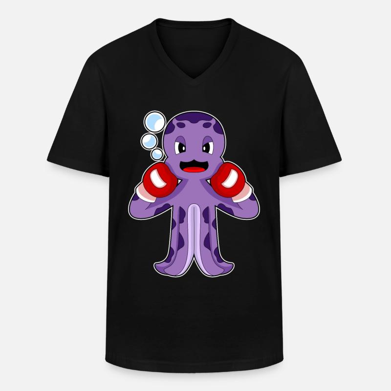 Krake Boxer Boxhandschuhe Boxen - Männer-T-Shirt mit V-Ausschnitt - Schwarz