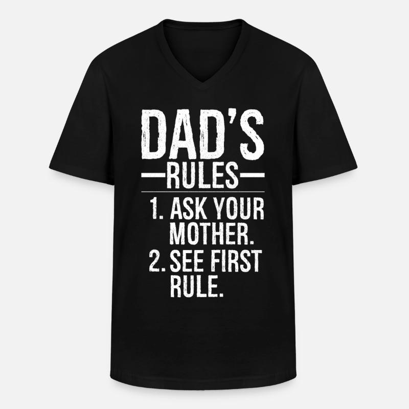 Papas Regeln frag deine Mutter - Männer-T-Shirt mit V-Ausschnitt - Schwarz