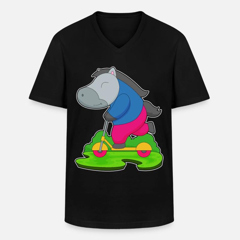 Pferd Roller - Männer-T-Shirt mit V-Ausschnitt - Schwarz