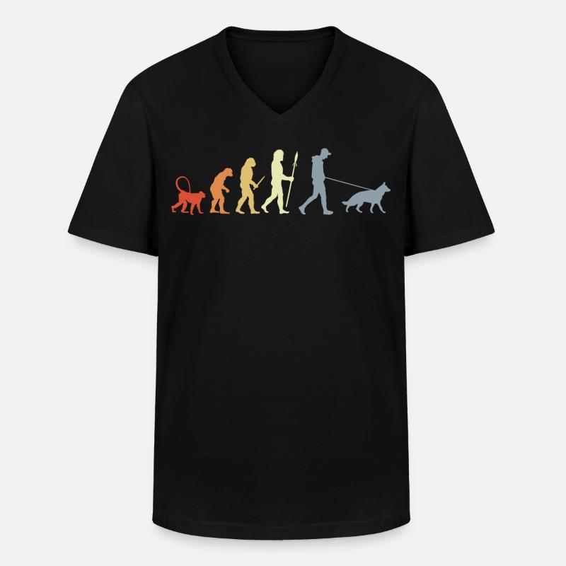 German Shepherd Owner Evolution - Männer-T-Shirt mit V-Ausschnitt - Schwarz