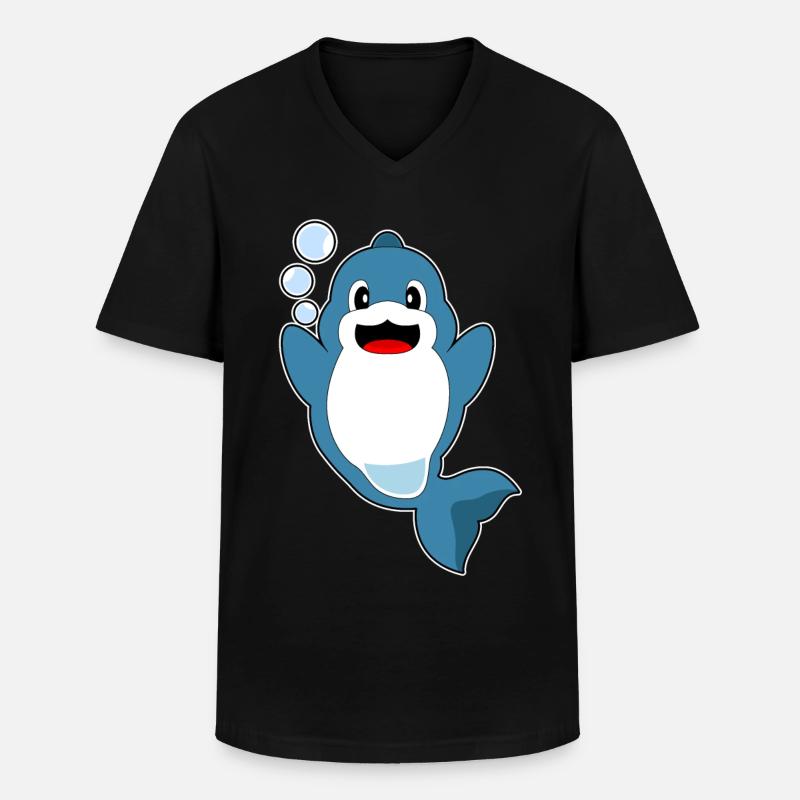 Delfin Wasserblasen - Männer-T-Shirt mit V-Ausschnitt - Schwarz