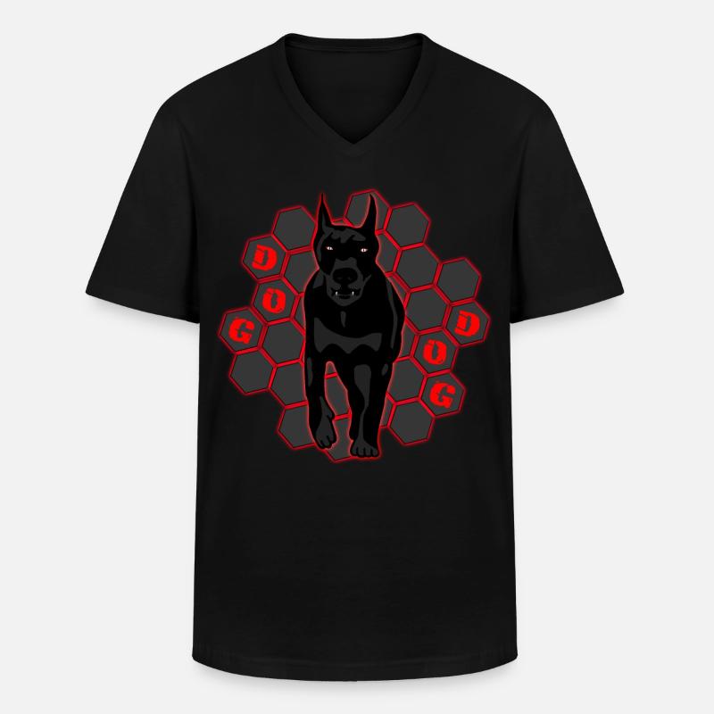 Dobermann Überlebender - Männer-T-Shirt mit V-Ausschnitt - Schwarz