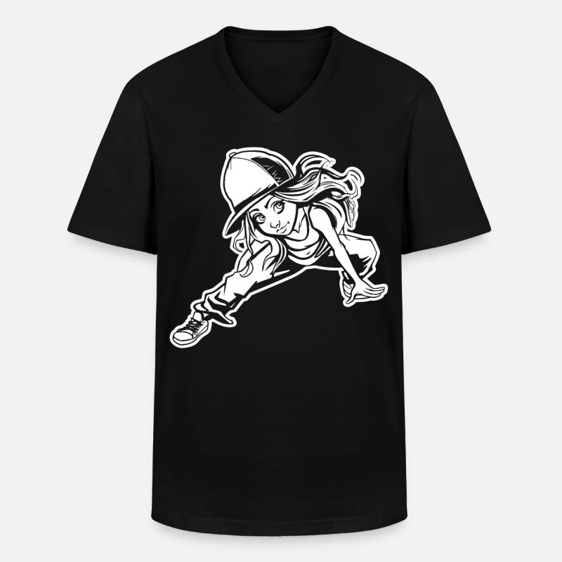 Breakdancerin - Männer-T-Shirt mit V-Ausschnitt - Schwarz