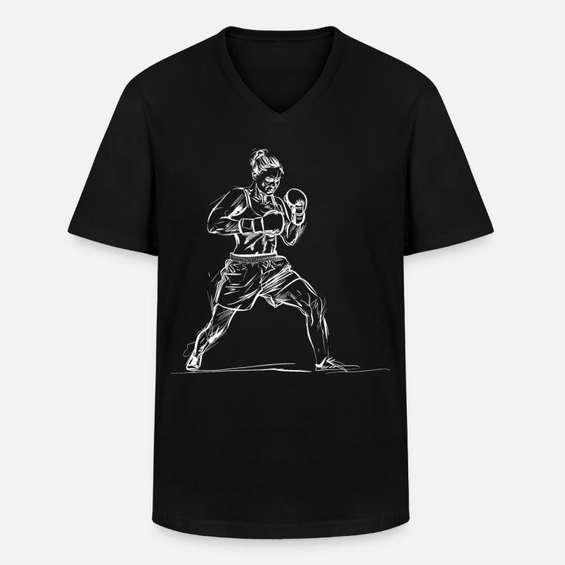 Weiblicher Boxer Skizze - Männer-T-Shirt mit V-Ausschnitt - Schwarz