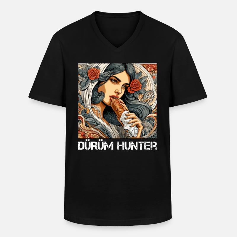 Dürüm Jäger Kebab Geschenk - Männer-T-Shirt mit V-Ausschnitt - Schwarz