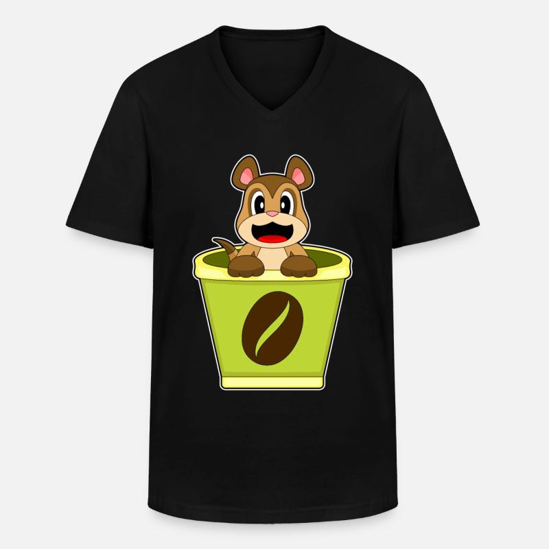 Erdmännchen Becher Kaffee - Männer-T-Shirt mit V-Ausschnitt - Schwarz