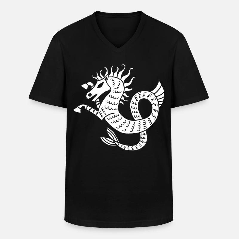 Weißes Seepferdchen - Männer-T-Shirt mit V-Ausschnitt - Schwarz