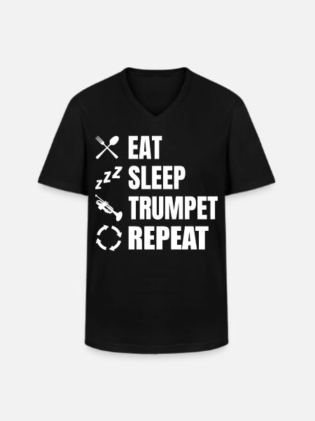 Eat Sleep Trumpet Repeat - Men's V-Neck T-Shirt - black