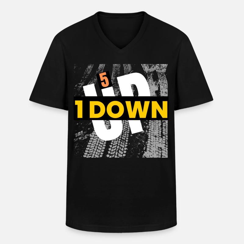 1 runter 5 hoch - Männer-T-Shirt mit V-Ausschnitt - Schwarz