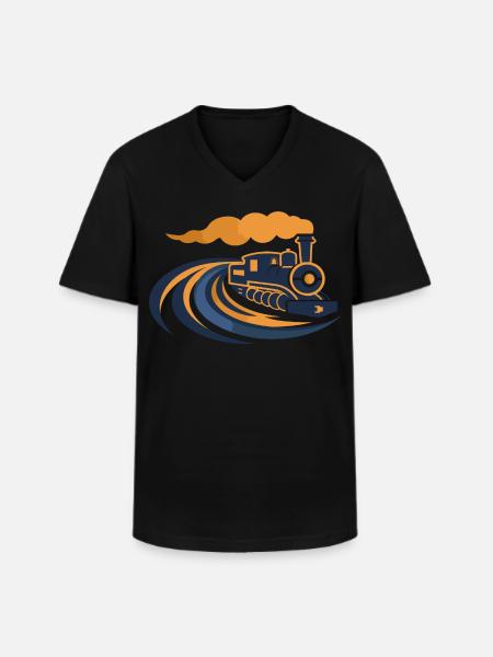 Lokomotive 90er Look - Männer-T-Shirt mit V-Ausschnitt - Schwarz