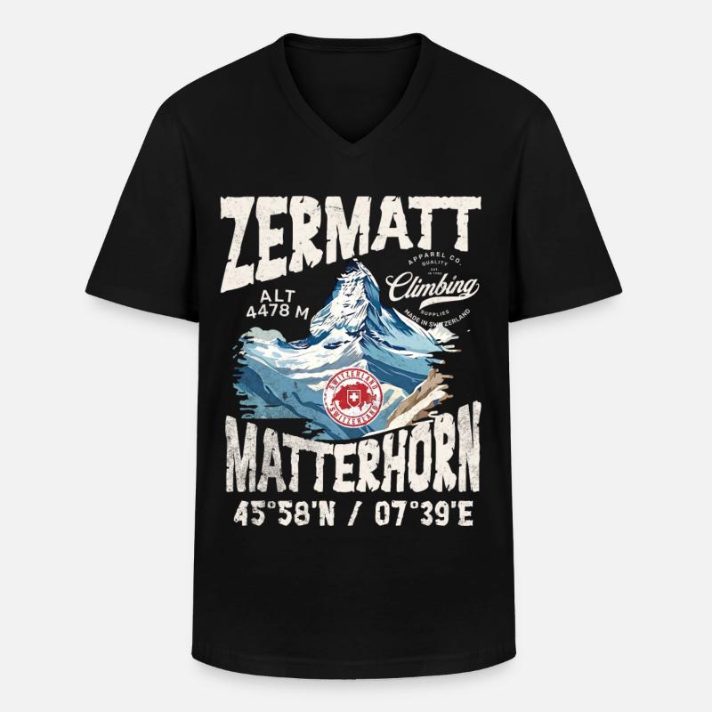 Zermatter Klettern 3 - Männer-T-Shirt mit V-Ausschnitt - Schwarz