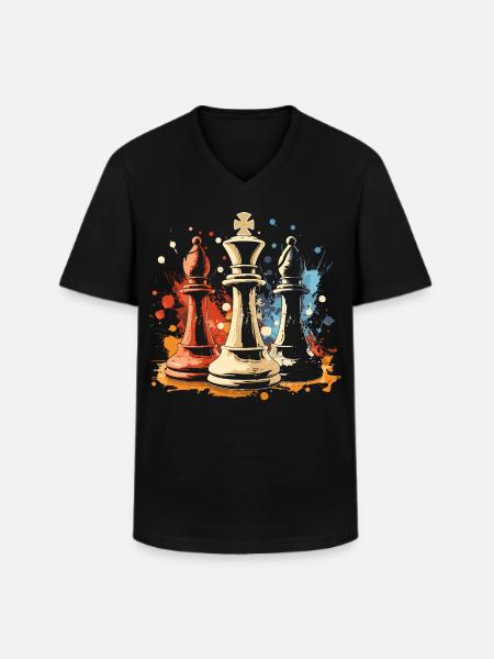 Chess Bishop and King Graffiti - Men's V-Neck T-Shirt - black