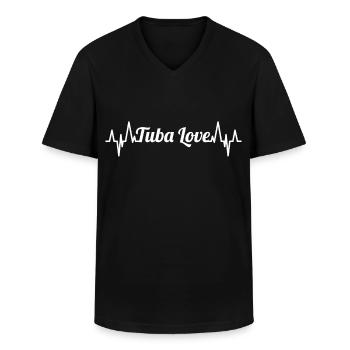 Tuba Liebe Herzschlag - Männer-T-Shirt mit V-Ausschnitt - Schwarz - Vorne - AI Model Male 178 dark (178cm)