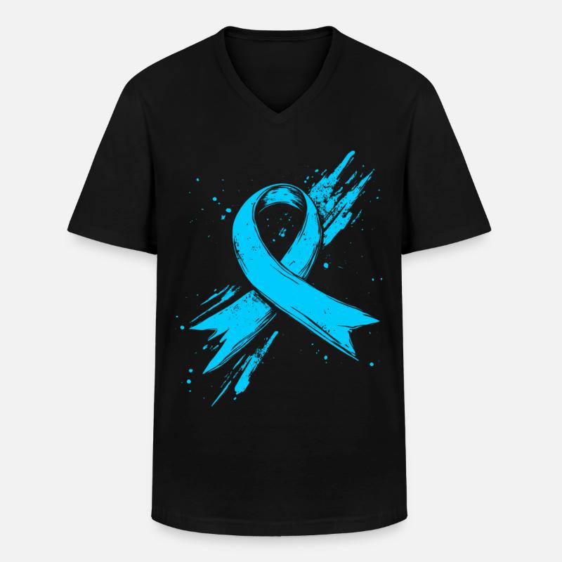 Prostata Krebs Bewusstein Schleife Hellblau - Männer-T-Shirt mit V-Ausschnitt - Schwarz