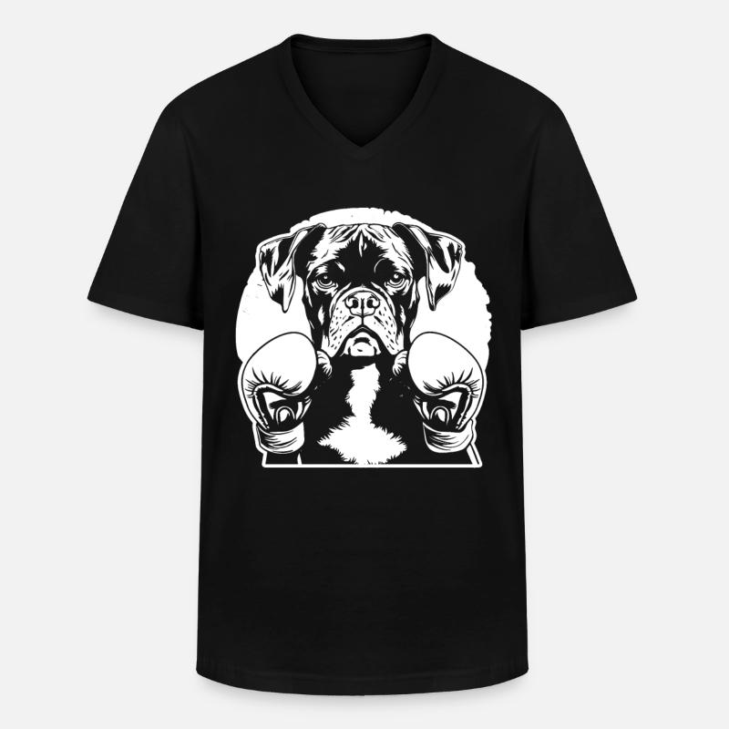 Boxer - Männer-T-Shirt mit V-Ausschnitt - Schwarz