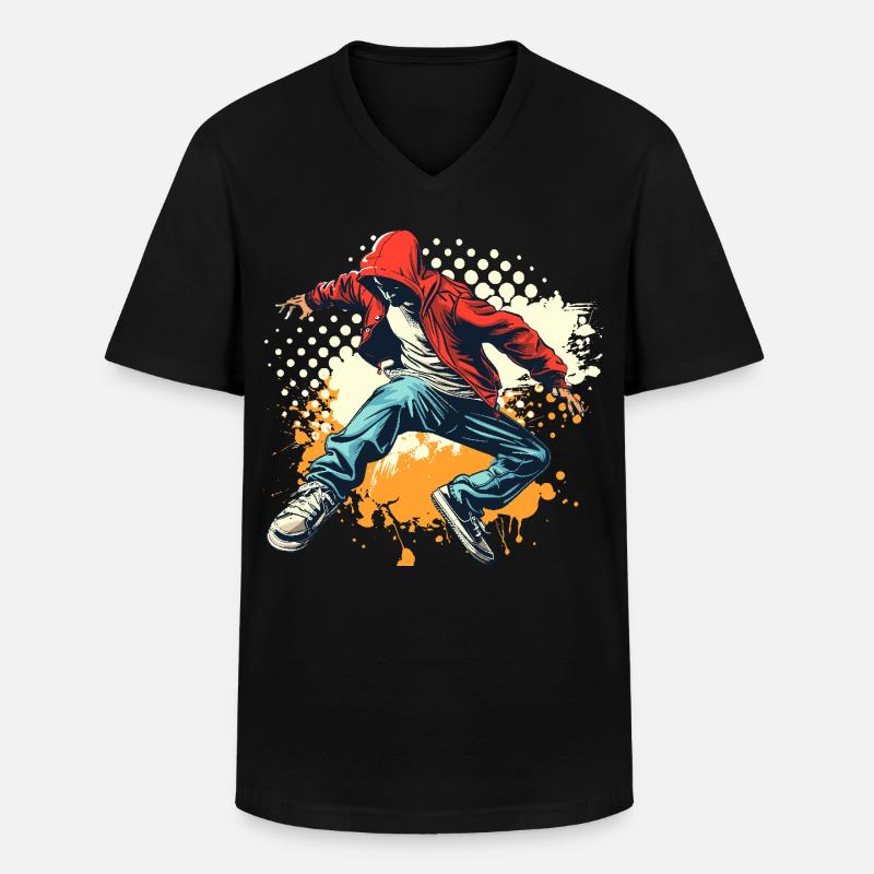 Breakdancer Grafik - Männer-T-Shirt mit V-Ausschnitt - Schwarz