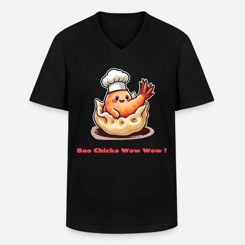 Shrimp Dumpling – Bao Chicka Wow Wow! - Men's V-Neck T-Shirt - black