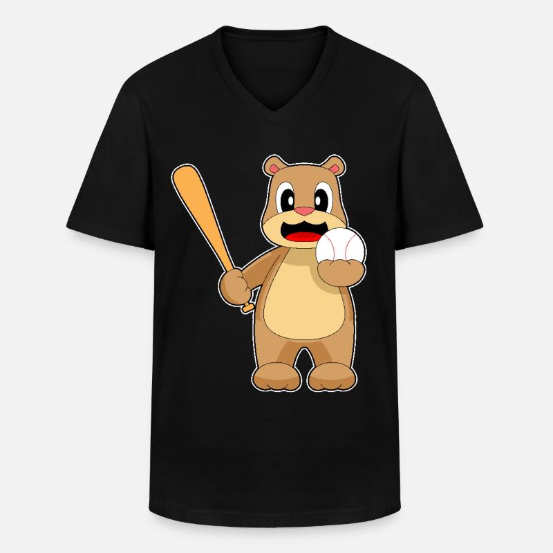 Bär Baseball Baseballschläger - Männer-T-Shirt mit V-Ausschnitt - Schwarz