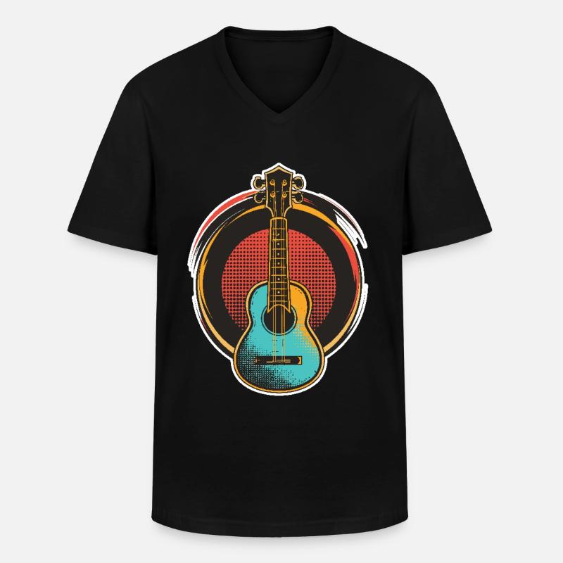 Ukulele - Männer-T-Shirt mit V-Ausschnitt - Schwarz