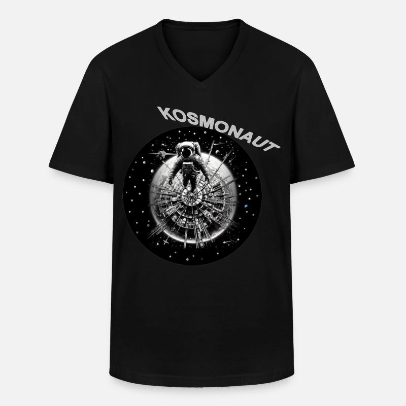 Kosmonaut im Sternenring - Männer-T-Shirt mit V-Ausschnitt - Schwarz