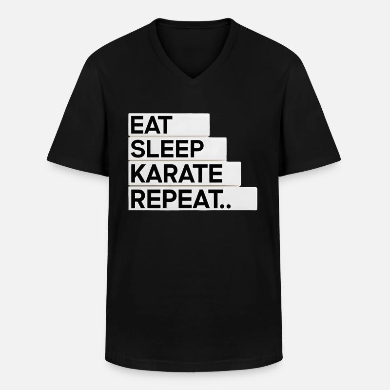 Eat. Sleep. Karate. Repeat... - Männer-T-Shirt mit V-Ausschnitt - Schwarz