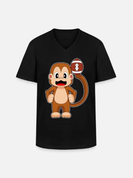 Monkey American Football Sports - Men's V-Neck T-Shirt - black
