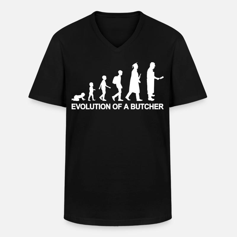 Metzger Evolution - Männer-T-Shirt mit V-Ausschnitt - Schwarz
